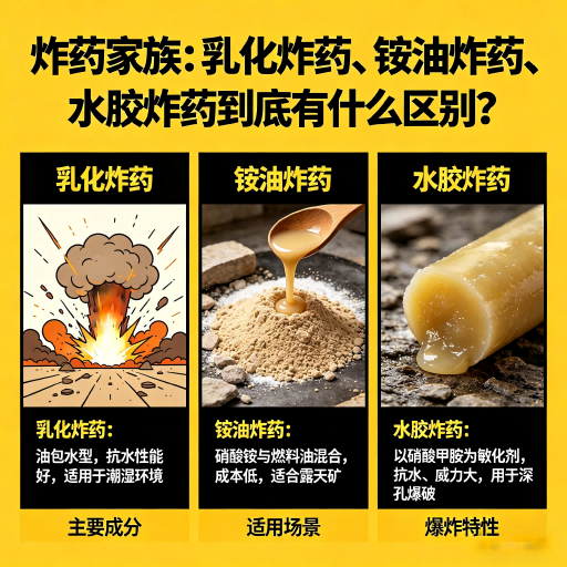 新和炸药家族：乳化炸药、铵油炸药、水胶炸药到底有什么区别？